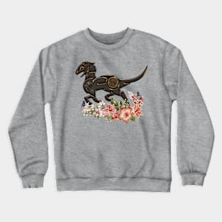 Steampunk creature, gears and flowers Crewneck Sweatshirt